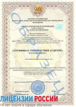 Образец сертификата соответствия аудитора №ST.RU.EXP.00006191-1 Голицыно Сертификат ISO 50001